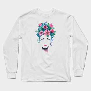 Watercolor Face Long Sleeve T-Shirt